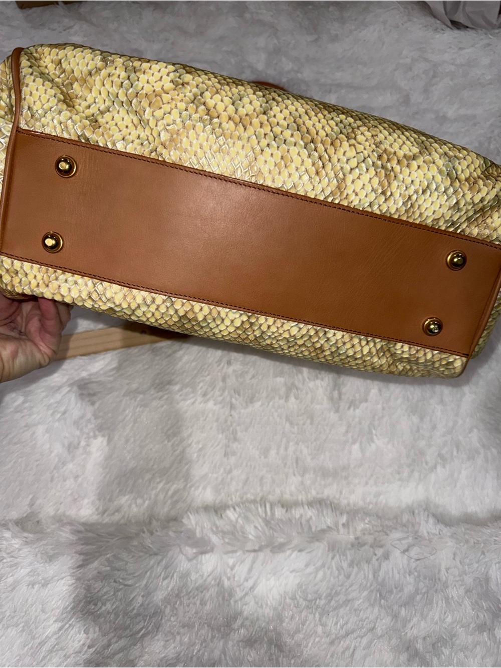 Brahmin Cream Snake-embossed Satchel - Picture 13 of 16